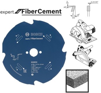PIŁA TARCZOWA FIBER CEMENT EXPERT 165x20mm 4-ZĘBY BOSCH B2608644122