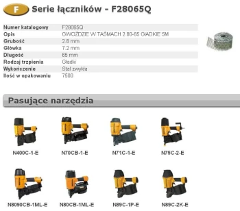 GWOŹDZIE F 2,80 x 65mm 7500szt. F28065Q BOSTITCH BCHF28065Q
