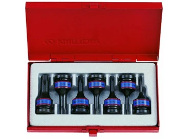 NASADKI UDAROWE Z KOŃCÓWKĄ TORX 1/2" 7 elem. T25 - T60, KASETA KING TONY KT4417PP