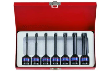 NASADKI UDAROWE Z KOŃCÓWKĄ TORX 1/2" 7 elem. DŁUGIE T25 - T60, KASETA KING TONY KT4467PP