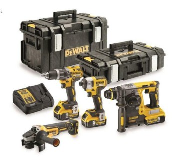 Zestaw combo 18V DCG405 + DCH273 + DCD796 + DCF887 + 3*5.0AH + 2 KUFRY DEWALT DCK422P3