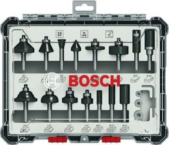 ZESTAW FREZÓW 15szt. UCHWYT 1/4 BOSCH B2607017473