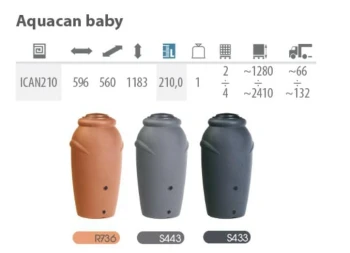 POJEMNIK NA DESZCZÓWKĘ ANTRACYT AQUACAN BABY 210L PROSPERPLAST PICAN210-S433