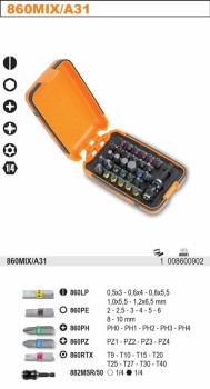 ZESTAW KOŃCÓWEK WKRĘTAKOWYCH 860 Z UCHWYTEM SZYBKOMOCUJĄCYM 882MSR/50, 31 BETA BE860MIX-A31