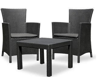KETER MEBLE OGRODOWE ZESTAW ROSARIO GRAFIT 2 FOTELE+STOLIK CURVER/KETER CRV216777