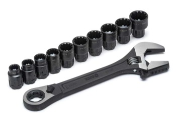 KLUCZ NASTAWNY 8" Z GRZECHOTKĄ + 10NASADEK METR./CAL SATA ST09000