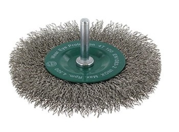 Szczotka tarczowa 100x12 mm - drut falisty, trzpień, INOX ABRABORO 99420110