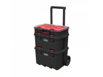 KETER ZESTAW 3 SKRZYNEK 150L STACK`N`ROLL /CZARNY/ CZERWONY