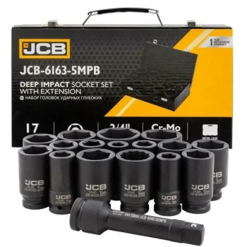 JCB NASADKI UDAROWE DŁ.kpl. 17el.3/4"  6-KĄT. (17-50mm)